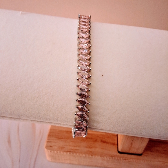 Pretty Bird 18K White Gold Plated Pink Crystal Bracelet - Picture 10 of 16